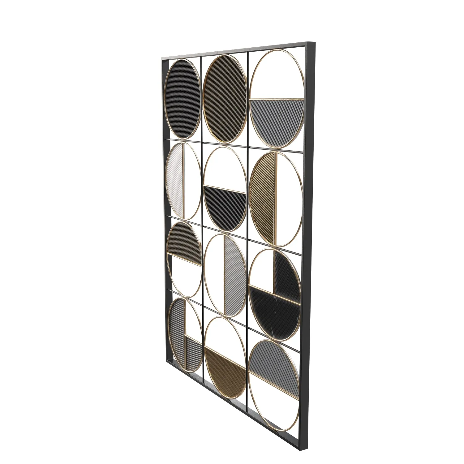 Half Circle 40 High Multi Color Metal Wall Art PBR 3D Model_06